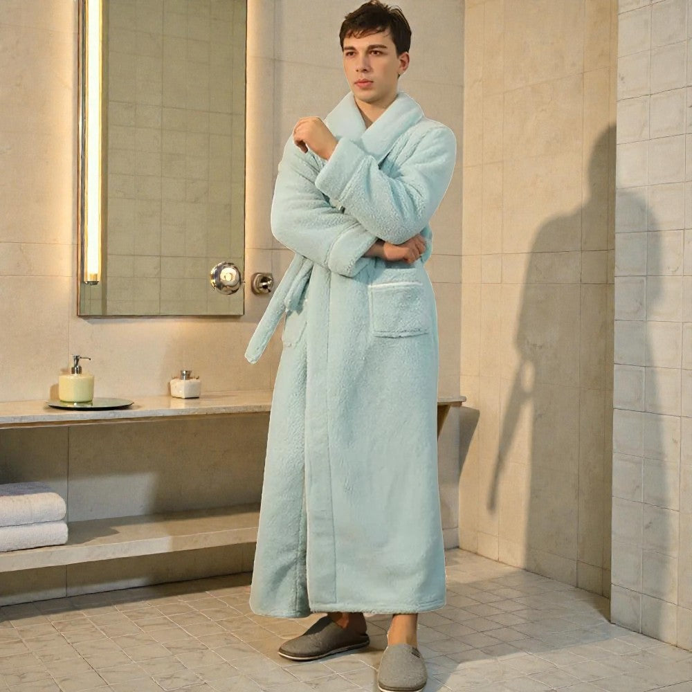 Peignoir homme polaire bleu clair