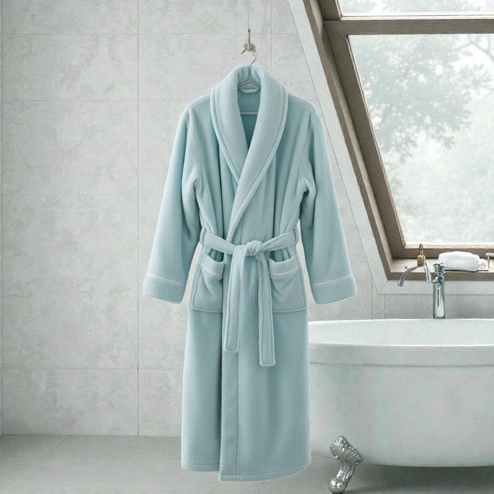 Peignoir homme polaire bleu clair