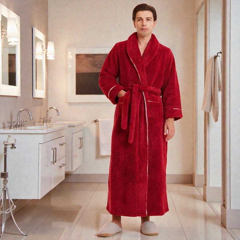 Peignoir homme polaire rouge