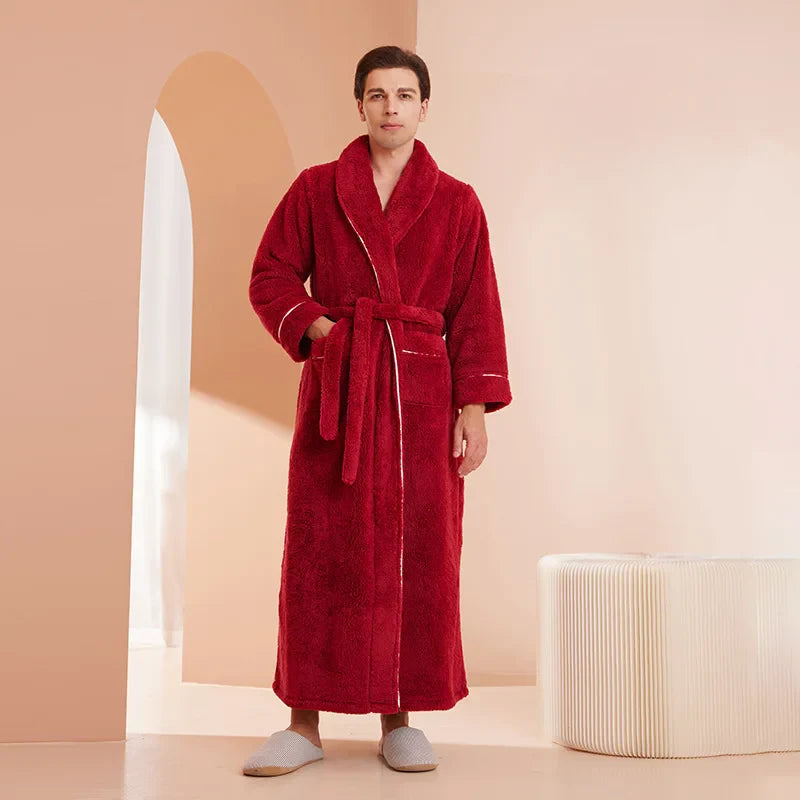 Peignoir homme polaire rouge
