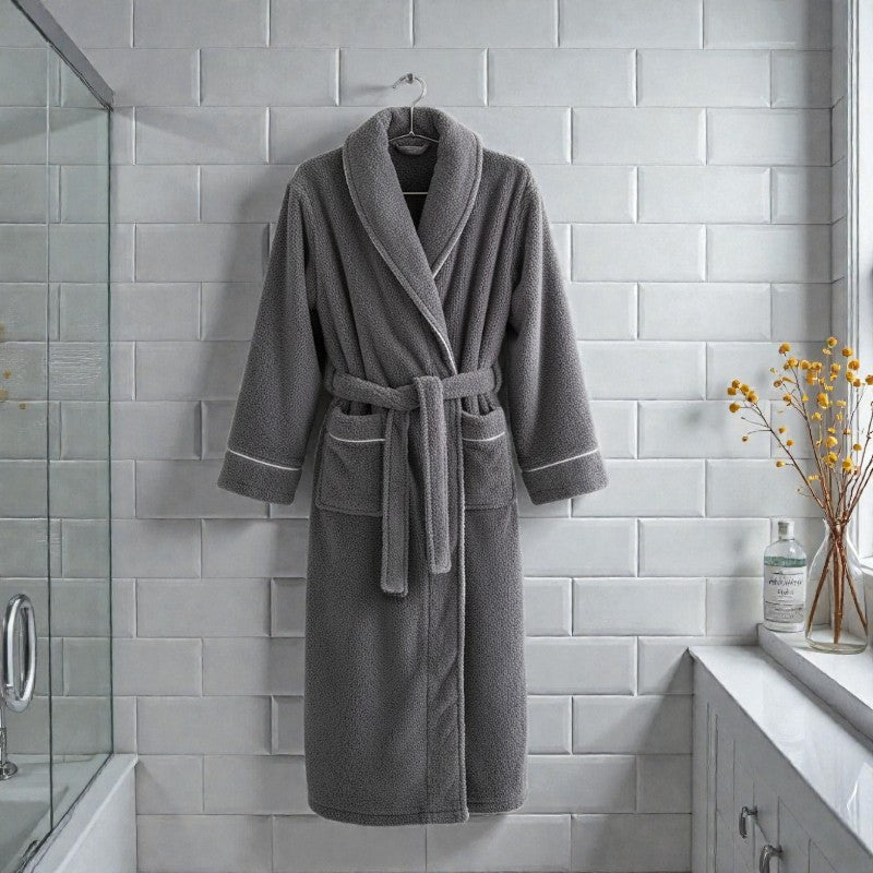Peignoir homme polaire gris