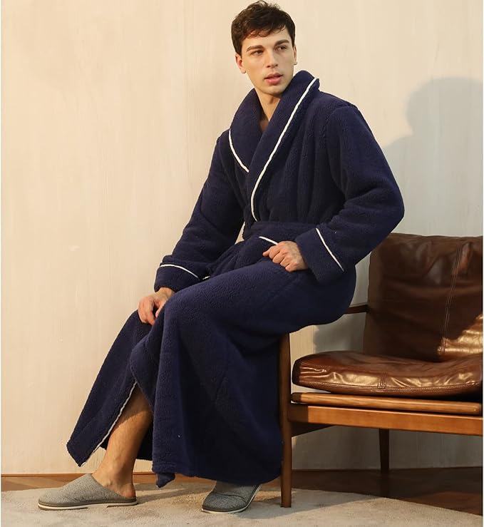 Peignoir homme polaire bleu marine