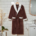 Peignoir homme polaire marron chocolat et blanc