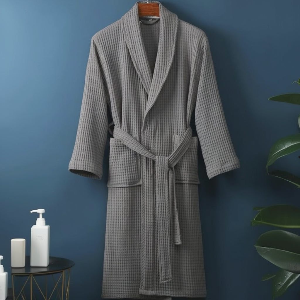 Peignoir homme nid d'abeille gris