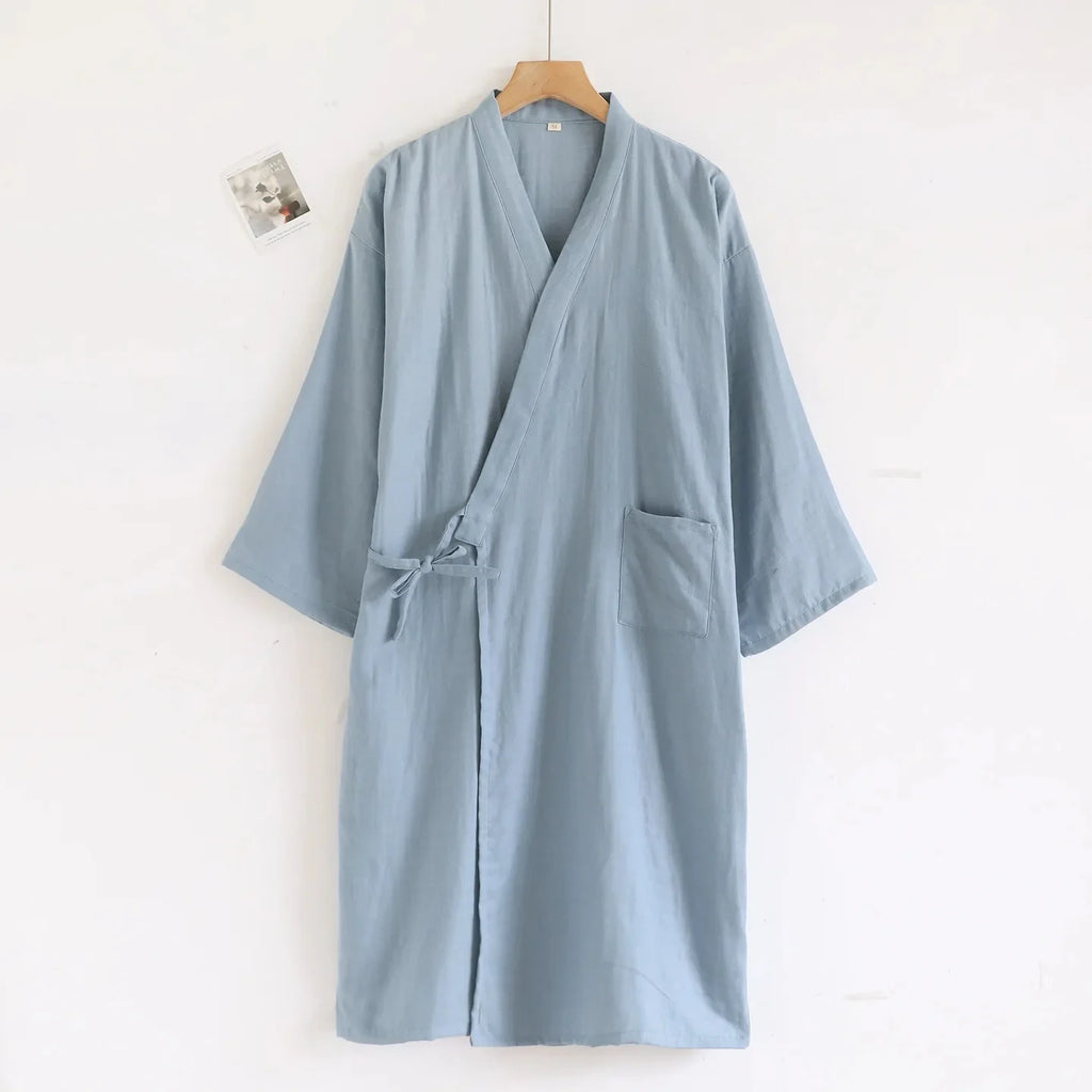 Peignoir homme coton bleu clair