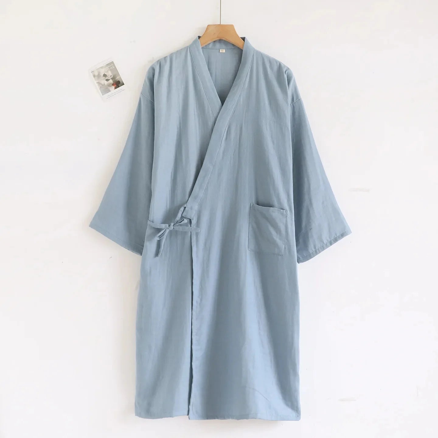 Peignoir homme coton bleu clair