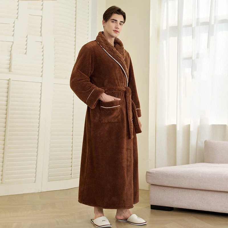 Peignoir homme polaire marron chocolat