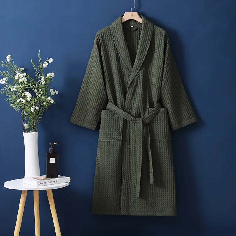 Peignoir homme nid d'abeille vert olive