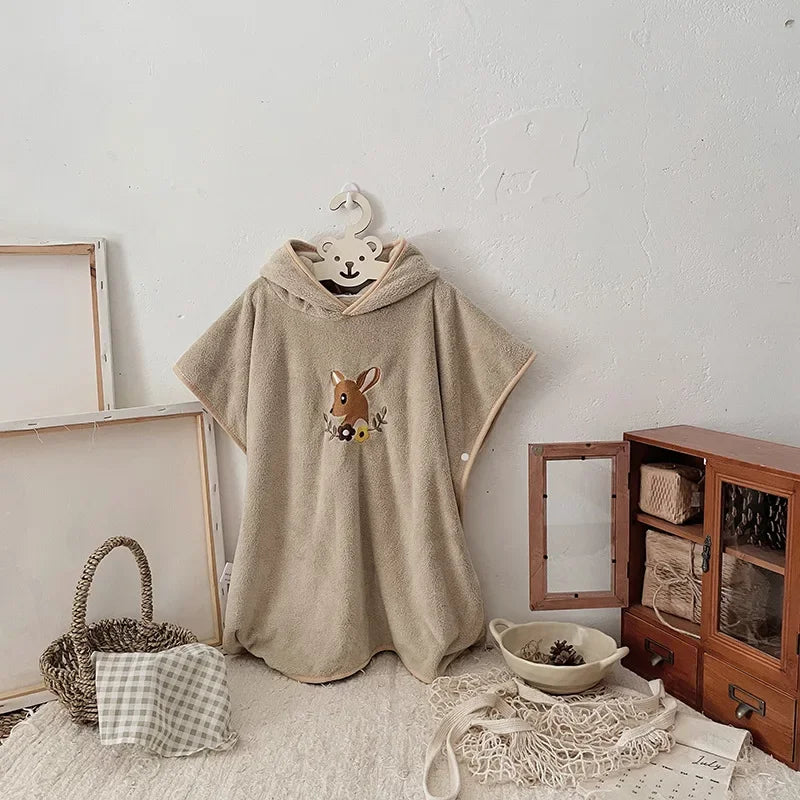 Cape de bain bébé animaux brodés