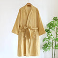 Peignoir femme coton à carreaux jaune