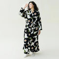 Peignoir femme polaire motifs floraux