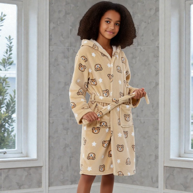 Peignoir enfant polaire à capuche ours