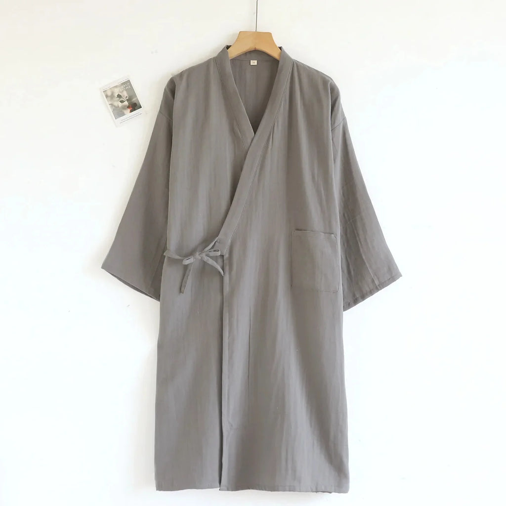 Peignoir homme coton gris