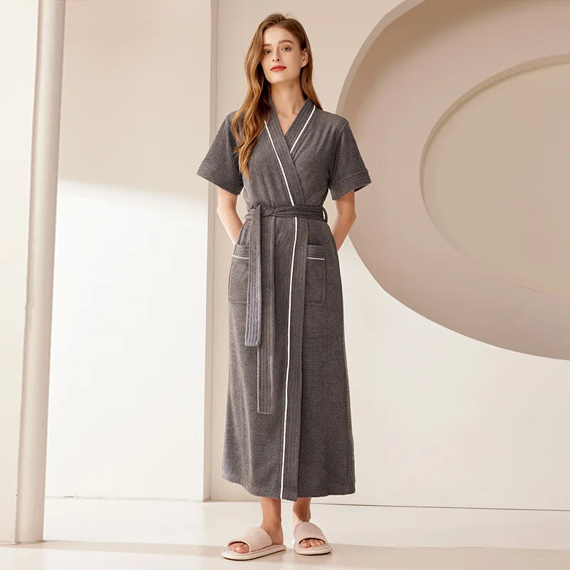 Peignoir Femme Été | Gris Foncé en Éponge