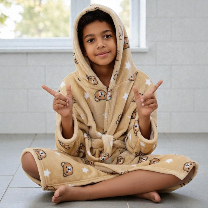Peignoir enfant polaire à capuche ours