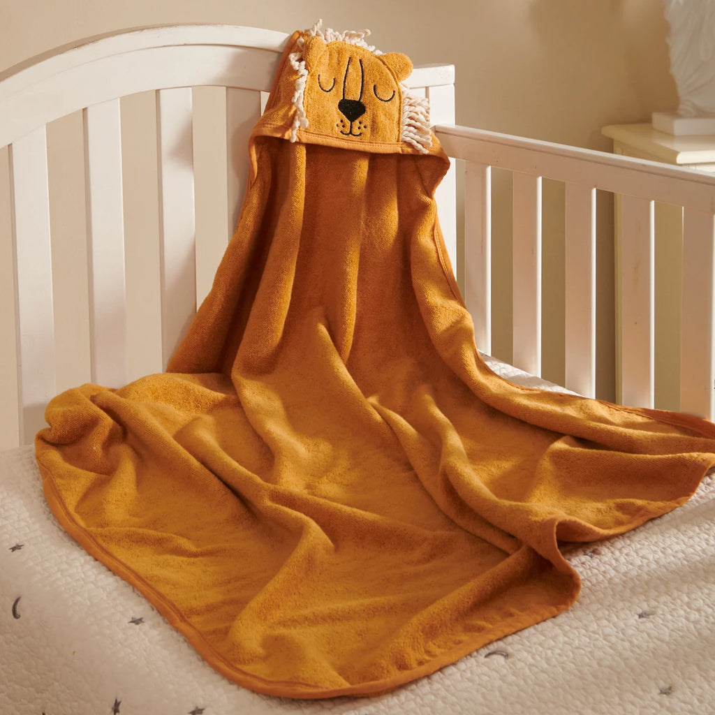 Cape de bain bébé lion en coton