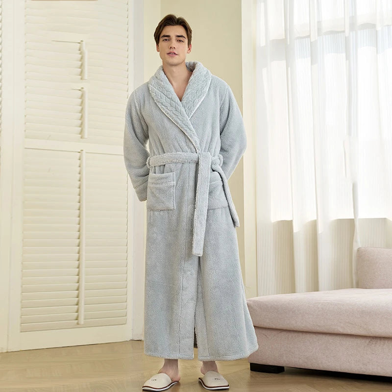 Peignoir homme polaire gris clair