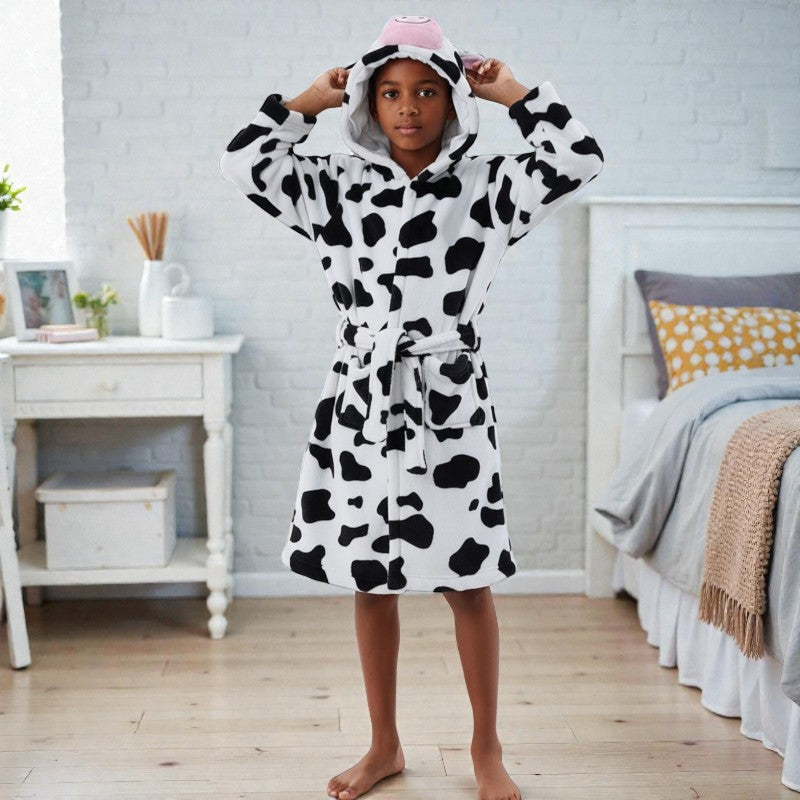 Peignoir enfant polaire à capuche vache