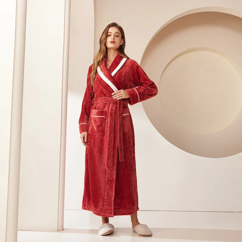 Peignoir femme polaire rouge