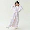Peignoir femme polaire blanc motif vagues lilas