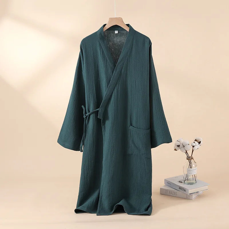 Peignoir homme coton vert foncé