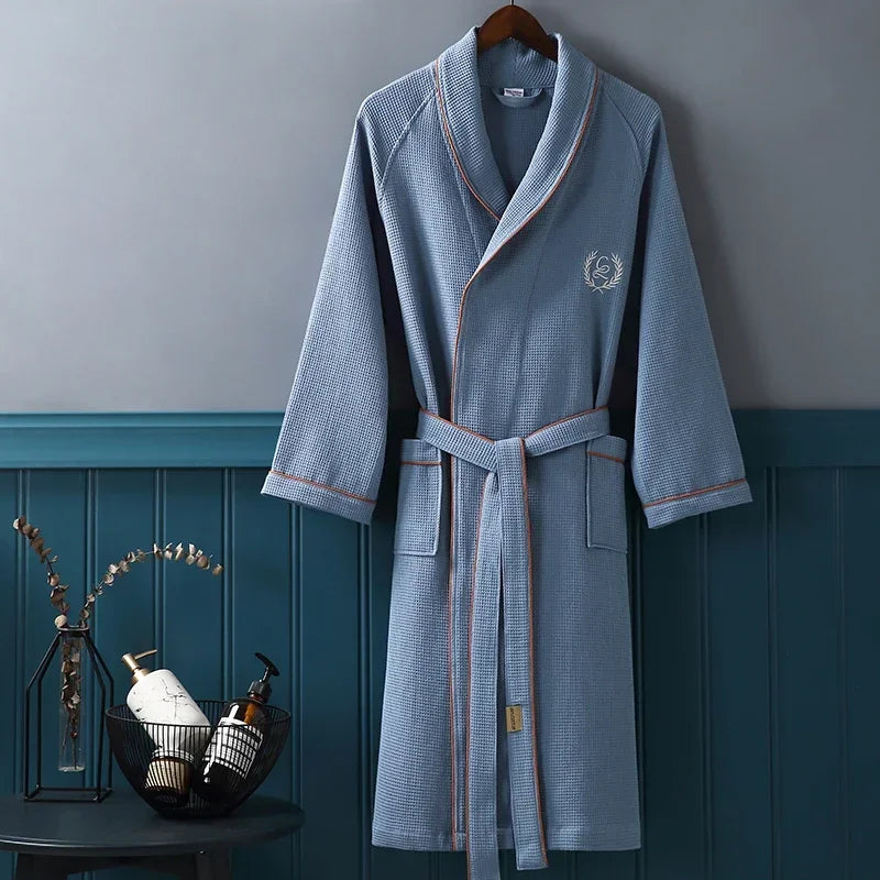 Peignoir homme nid d'abeille bleu clair