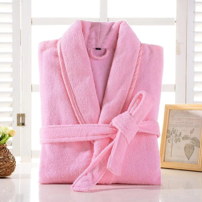 Peignoir éponge femme et homme rose