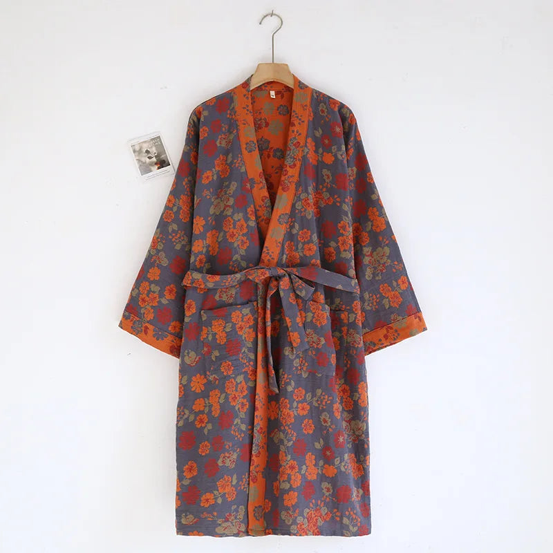 Peignoir femme coton fleuri