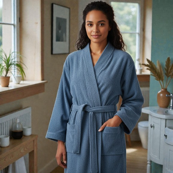 Peignoir femme éponge bleu