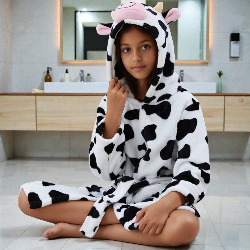 Peignoir enfant polaire à capuche vache