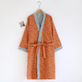 Peignoir femme coton orange à pois