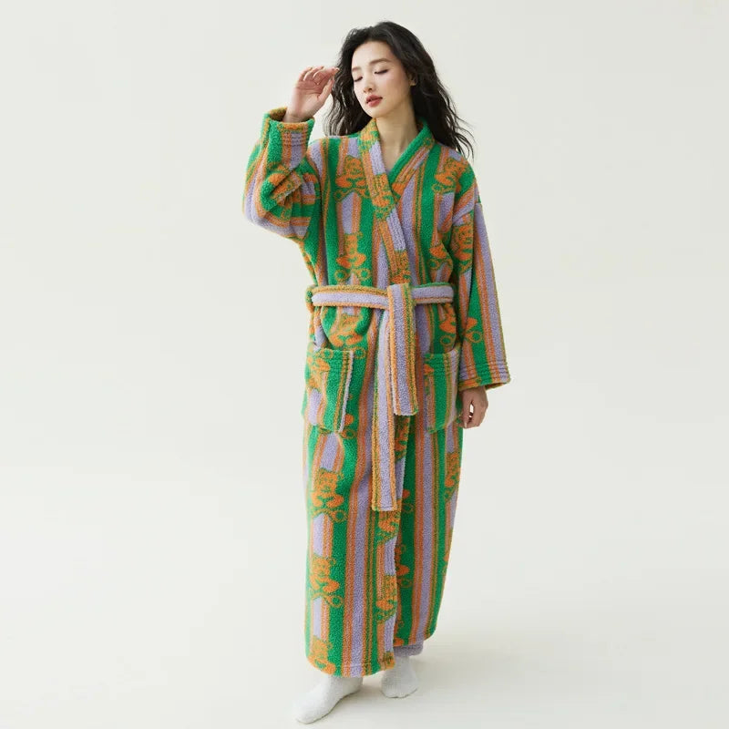 Peignoir femme polaire multicolore à motifs ours