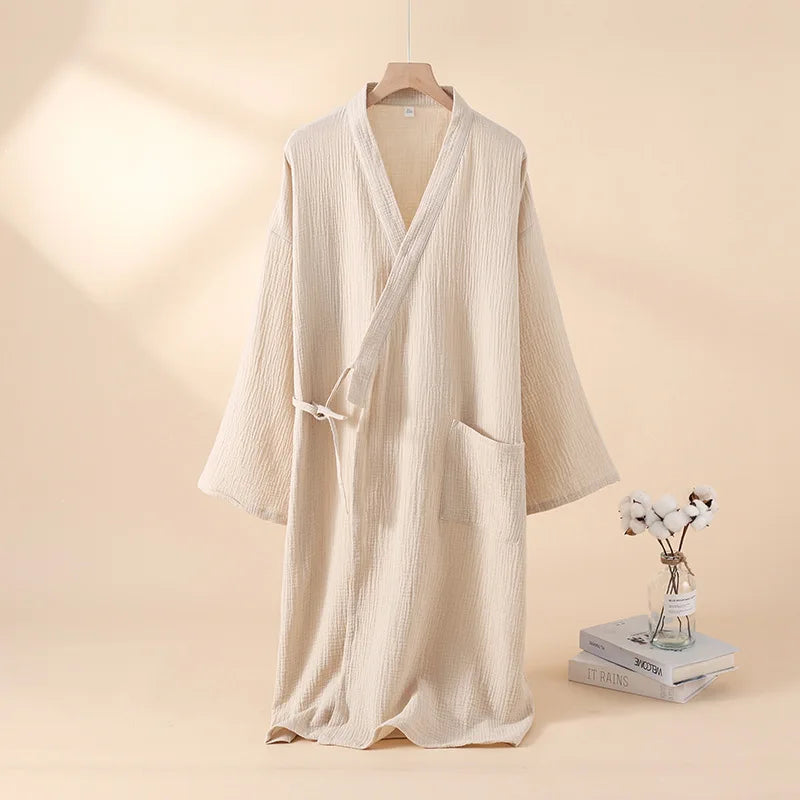 Peignoir homme coton beige