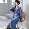 Peignoir coton homme bleu