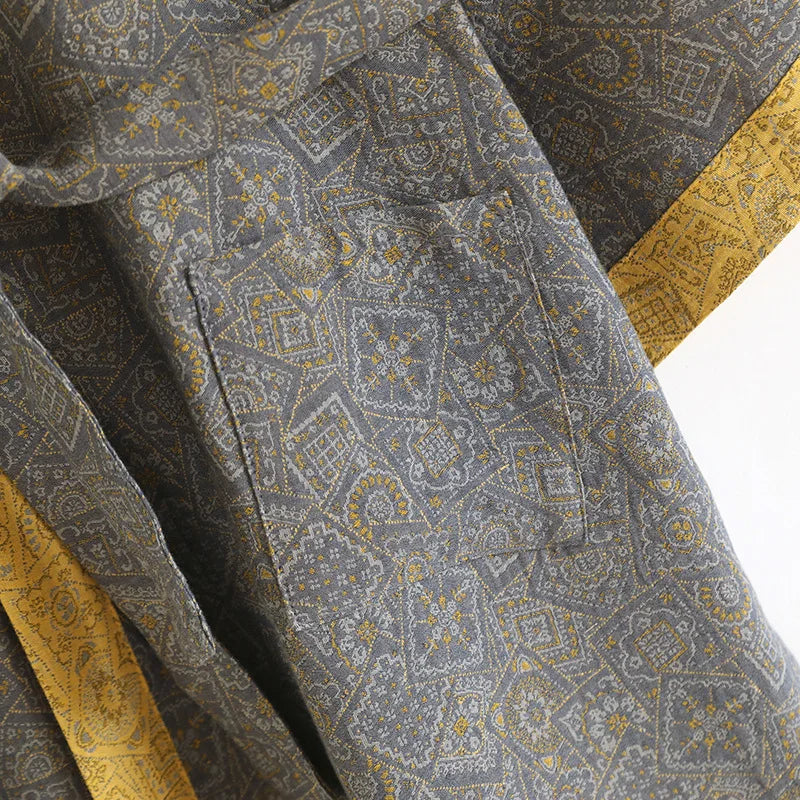 Peignoir homme coton jacquard gris et or