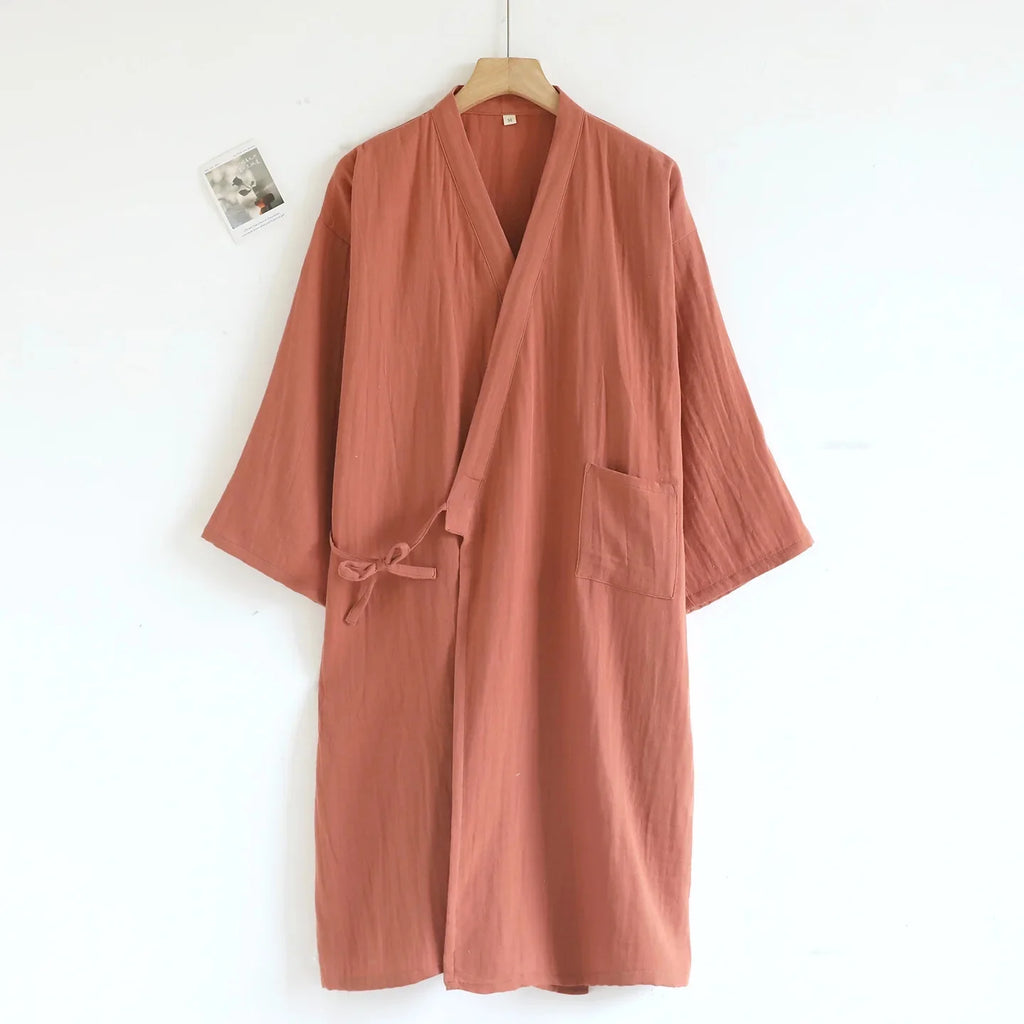 Peignoir homme coton terracotta