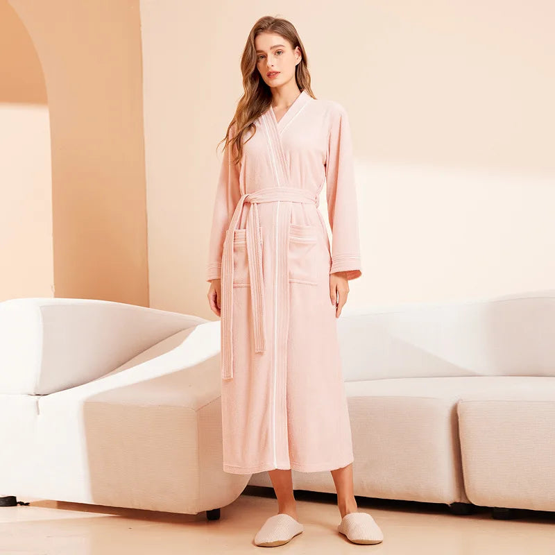Peignoir de Bain Femme | Rose Poudré en Éponge