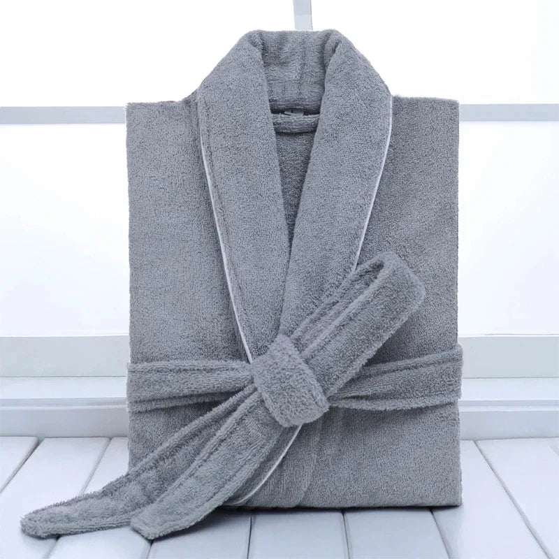 Peignoir femme et homme éponge gris