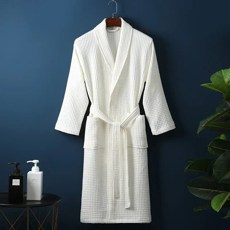 Peignoir femme nid d'abeille blanc
