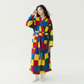 Robe de chambre polaire femme multicolore à carreaux