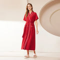 Peignoir Femme | Rouge Éponge Manches Courtes