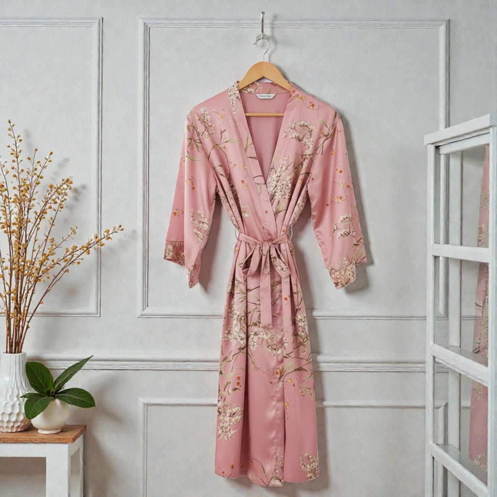 Peignoir Femme Satin | Rose Floral