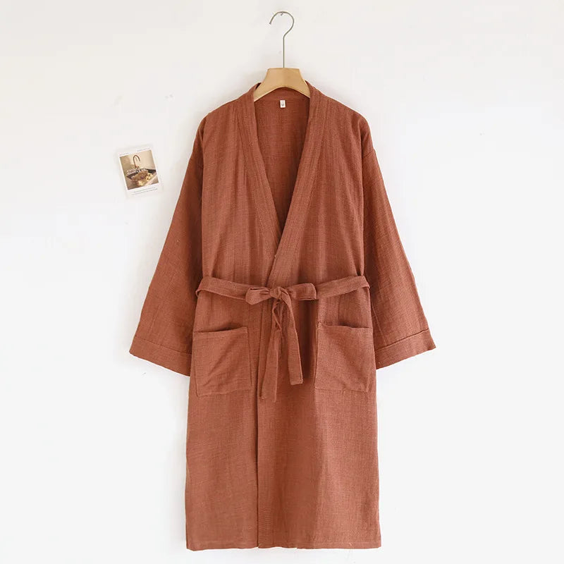Peignoir femme coton marron terracotta