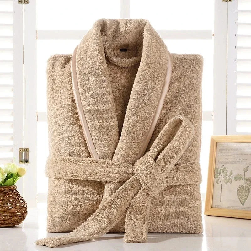 Peignoir femme et homme éponge beige sable