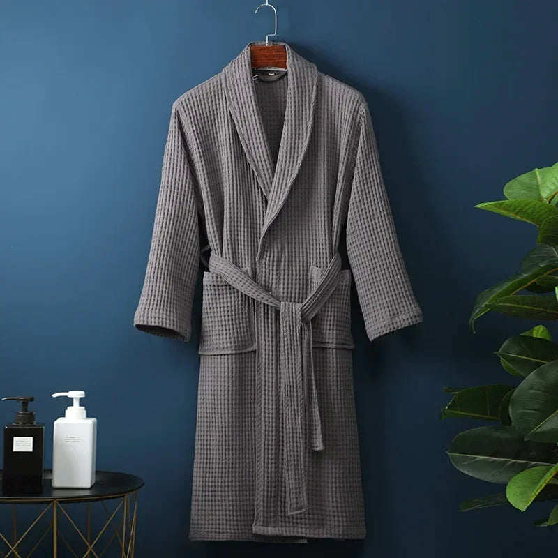 Peignoir femme nid d'abeille gris minéral