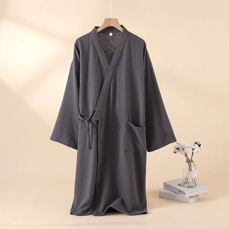 Peignoir homme coton gris