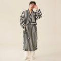 Peignoir homme polaire rayé noir et blanc