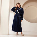 Peignoir femme polaire bleu marine