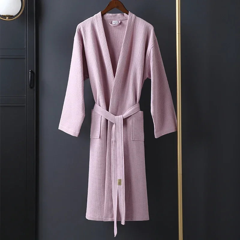 Peignoir homme nid d'abeille rose clair