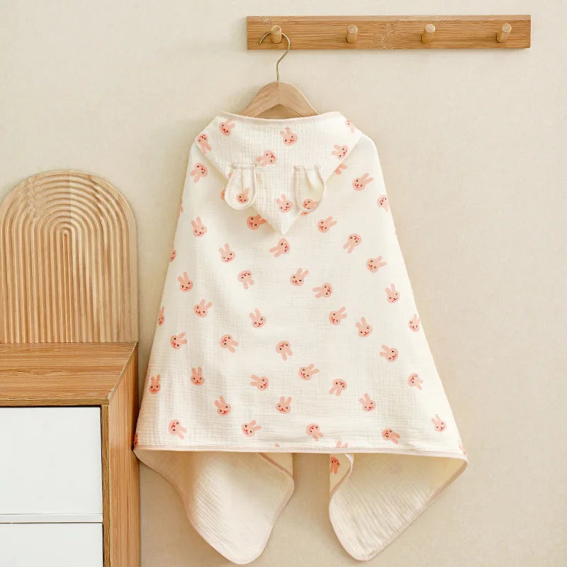 Cape de bain bébé coton gaze lapin